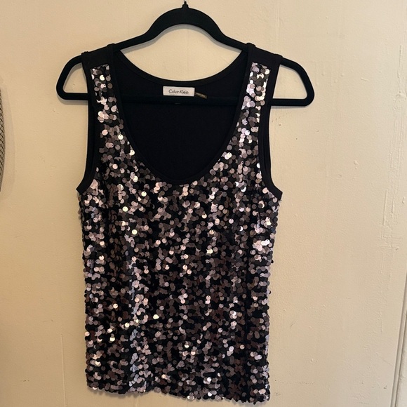 Calvin Klein Tops - Calvin Klein Black Sequin Scoop Tank
